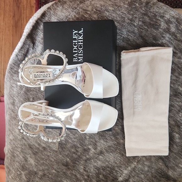 Badgley Mischka Korina Square Toe Adorned Strap High Heel Sandals - Picture 10 of 10